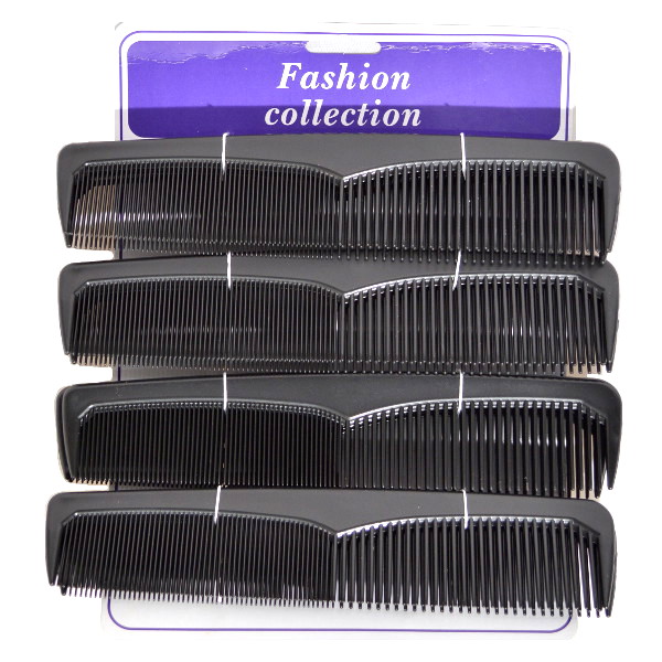 Fashion Collection Large Black Dressing Combs On Card (12 UNITS) - Click Image to Close